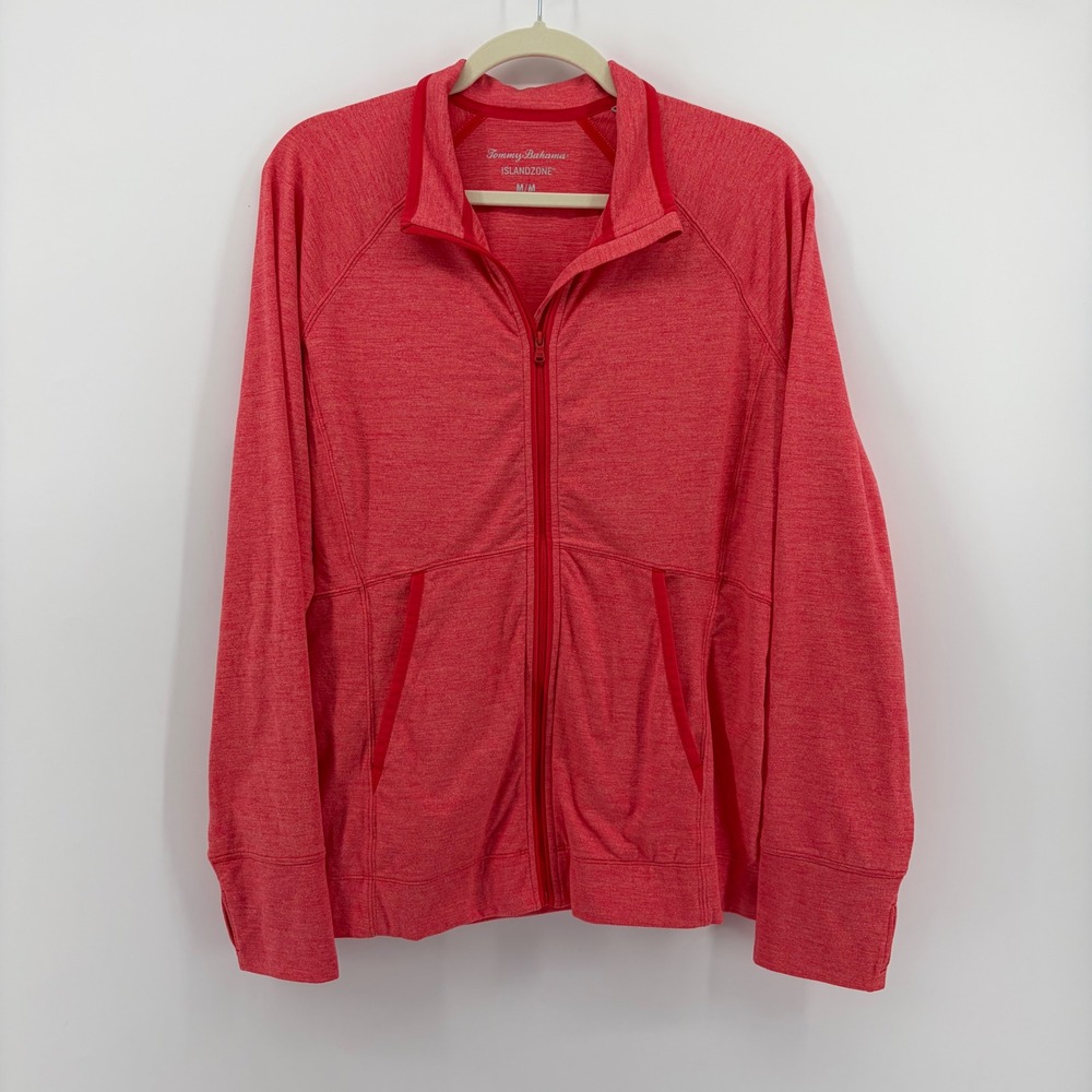 Tommy Bahama‎ Womens M Coral Red IslandZone Full Zip Jacket Heathered Athletic